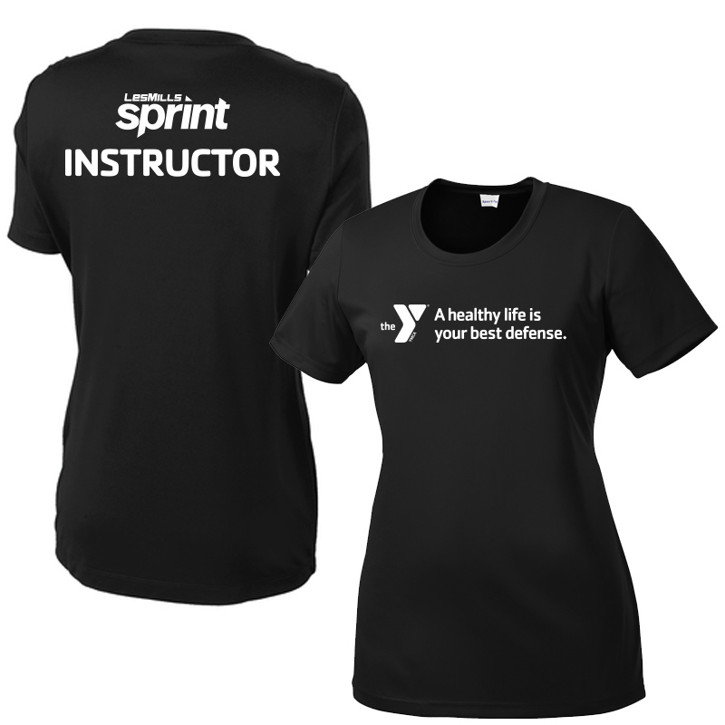 Les Mills Sprint Ladies Competitor Tee: Best Defense - Black