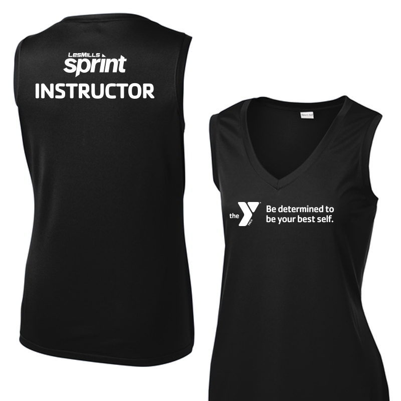 Les Mills Sprint Ladies Sleeveless VNeck: Be Determined - Black