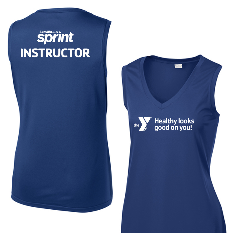 Les Mills Sprint Ladies Sleeveless VNeck: Healthy Looks Good - Royal