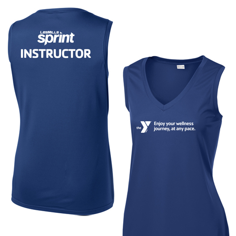 Les Mills Sprint Ladies Sleeveless VNeck: Wellness Journey - Royal