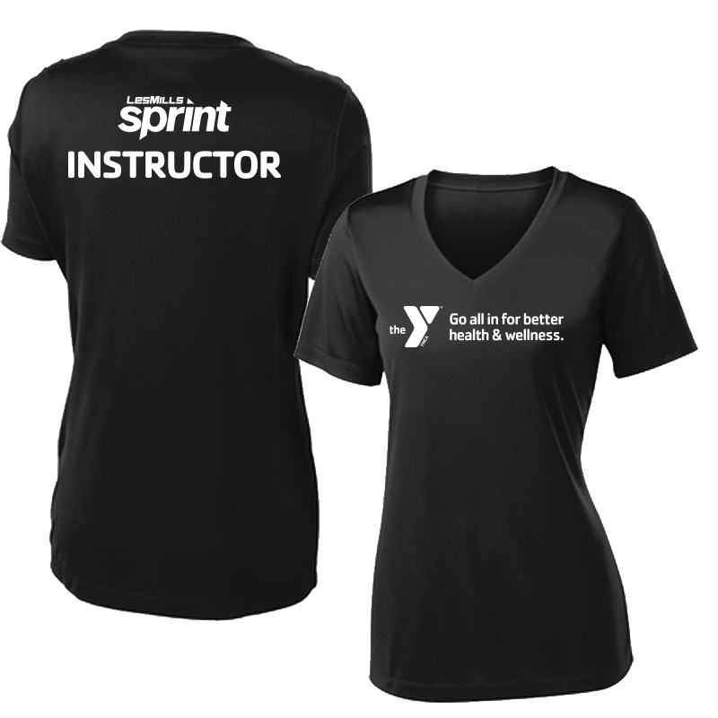 Les Mills Sprint Ladies VNeck Tee: All In - Black