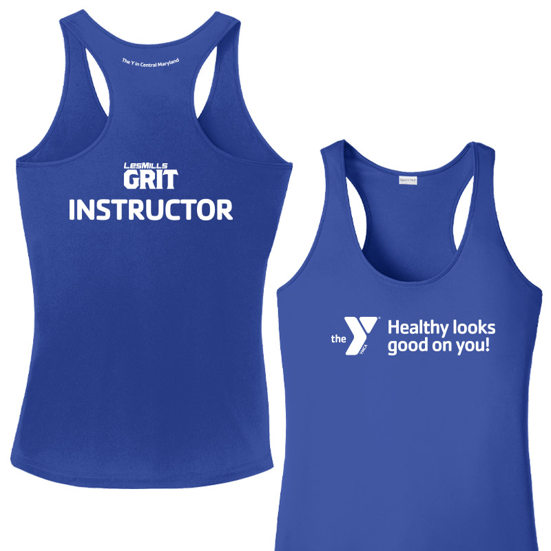 Les Mills Grit Ladies Racerback Tank : Healthy Looks Good - Royal