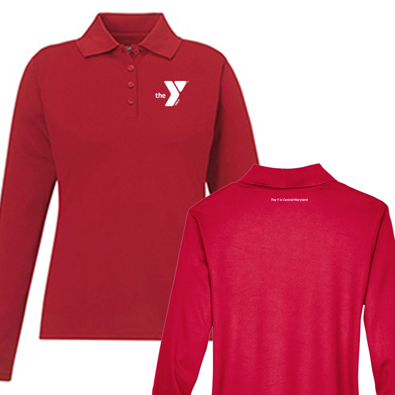 Ladies Long-Sleeve Polo-Red