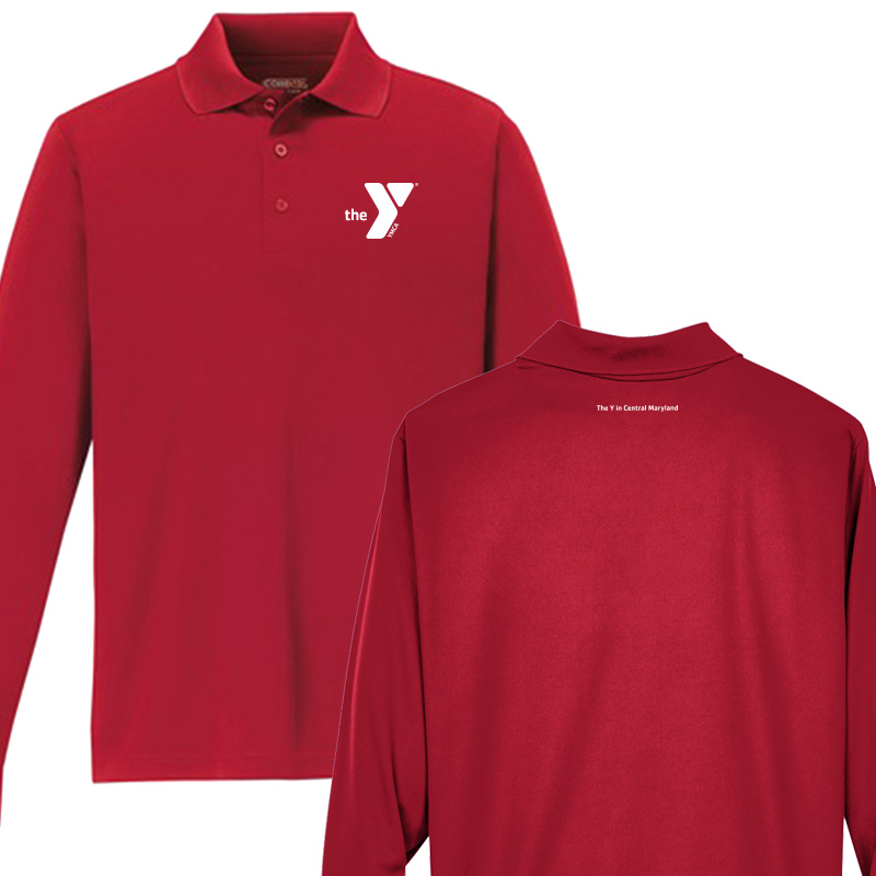 Long-Sleeve Polo-Red