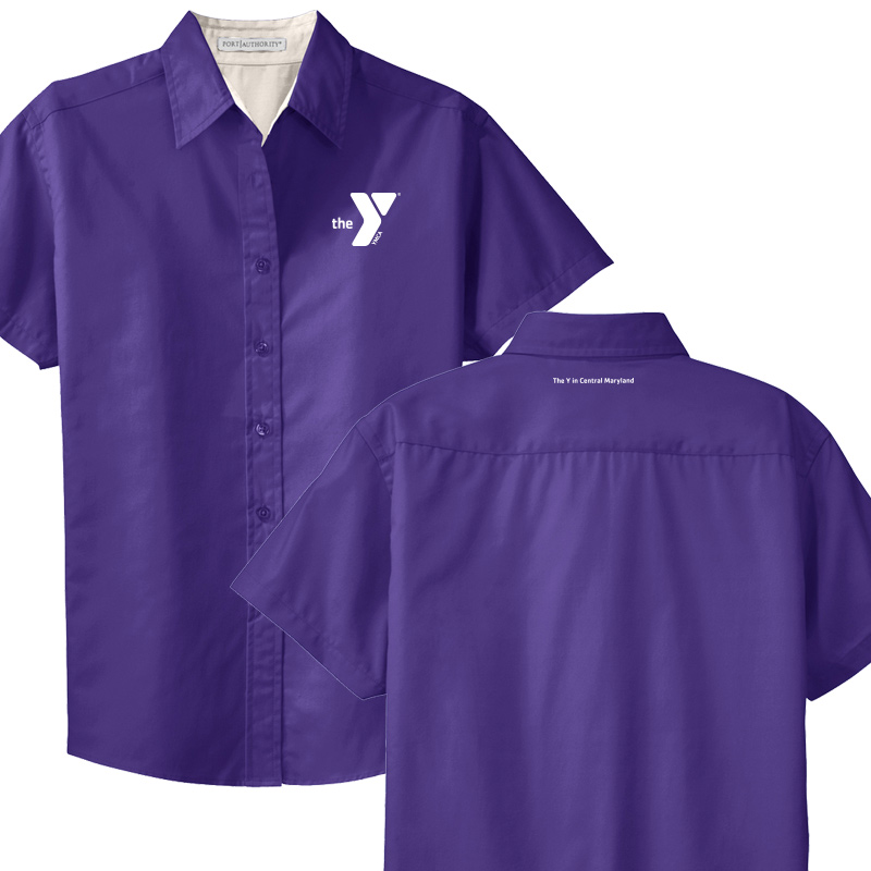 Ladies Short Sleeve Easy Care Shirt - Purple