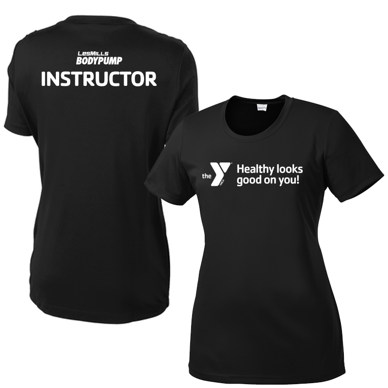 Les Mills Body Pump Ladies Competitor Tee: Healthy Looks Good - Black