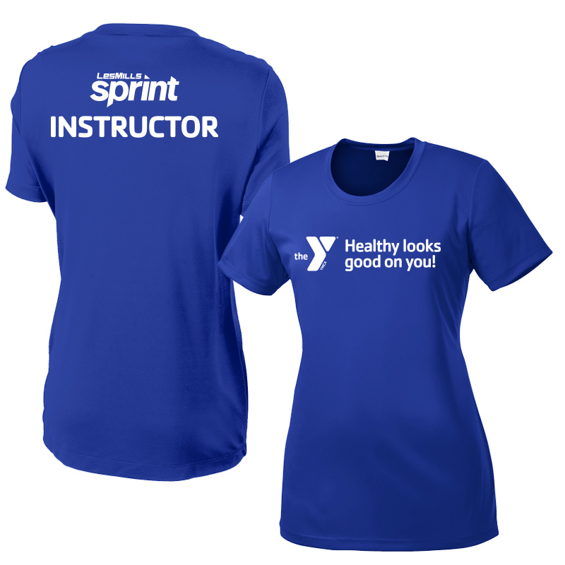 Les Mills Sprint Ladies Competitor Tee: Healthy Looks Good - Royal